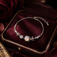 Silver Floral Crystal Bracelet | Dainty Bridal Flower Bracelet