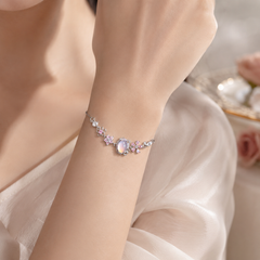 Silver Floral Crystal Bracelet | Dainty Bridal Flower Bracelet