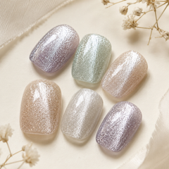 Pastel Glitter Press On Nails | Short Square Reusable Fake Nails