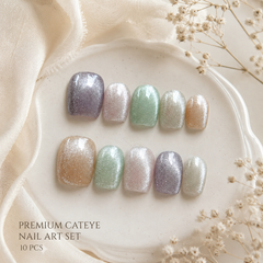 Pastel Glitter Press On Nails | Short Square Reusable Fake Nails
