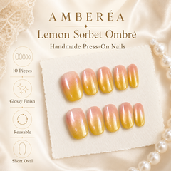 Peach Yellow Ombre Press On Nails | Short Square Reusable Fake Nails