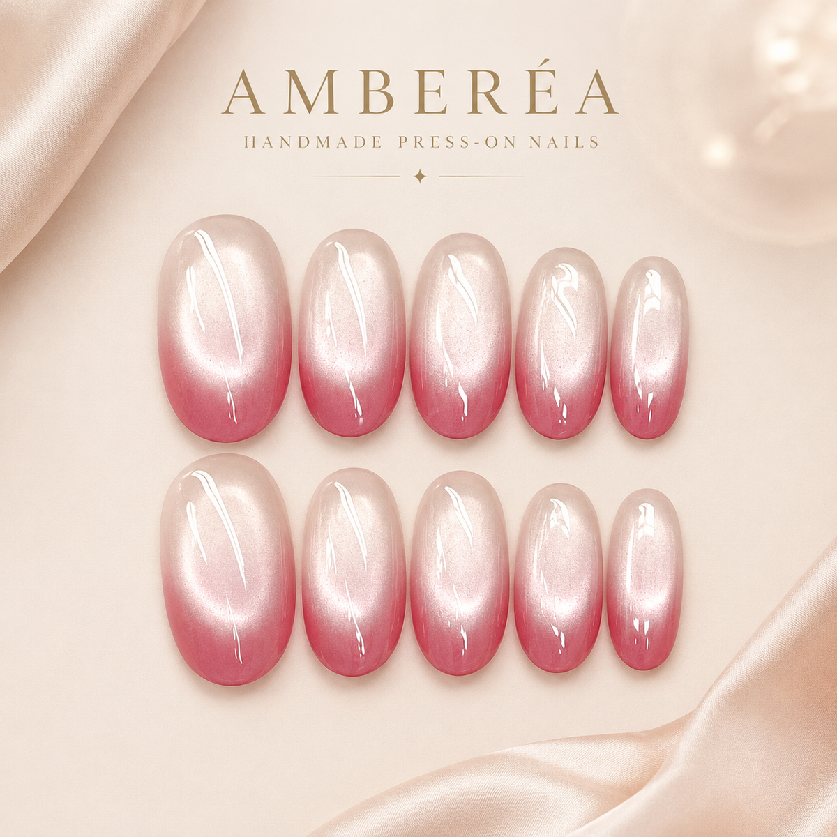 Pink White Pearl Ombre Press On Nails | Short Square Reusable Fake Nails