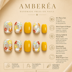 Yellow Daisy Press On Nails | Short Square Floral Fake Nails