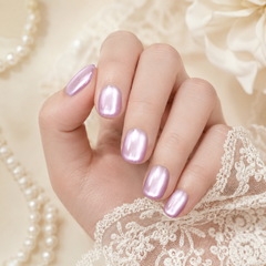 Lavender White Cat Eye Press On Nails | Short Square Reusable Fake Nails