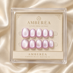 Lavender White Cat Eye Press On Nails | Short Square Reusable Fake Nails