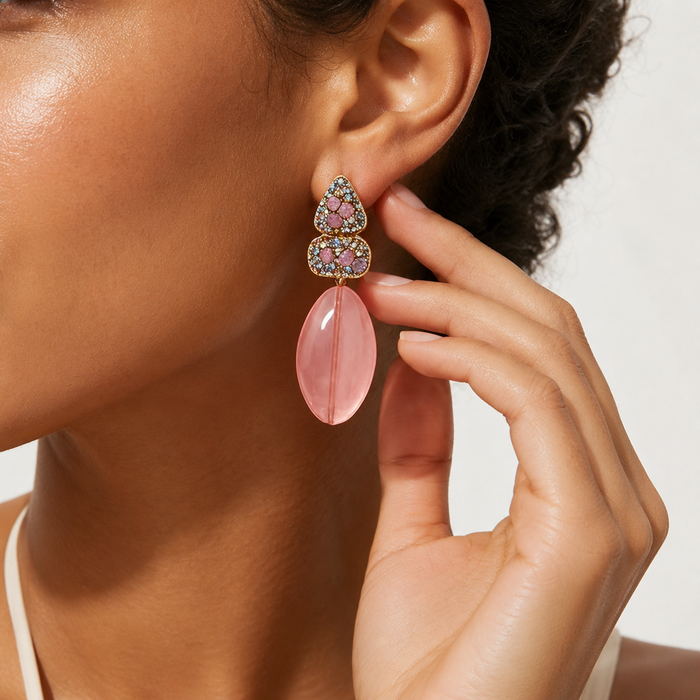 Colorful Crystal Drop Earrings | 4 Color Statement Dangle Earrings