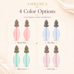 Colorful Crystal Drop Earrings | 4 Color Statement Dangle Earrings