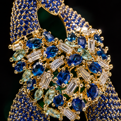 Blue Rhinestone Statement Earrings | Crystal Geometric Earrings for Women