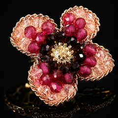 Pink Flower Clip-On Earrings | Handmade Beaded Non-Pierced Earrings for Women