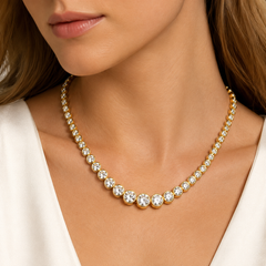 Gold Rhinestone Tennis Necklace | Crystal Statement Necklace for Women