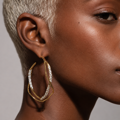 Gold Rhinestone Hoop Earrings | Twisted Crystal Statement Hoops