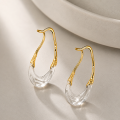 Gold Clear Resin Hoop Earrings | Modern Acrylic Statement Earrings