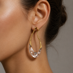 Gold Clear Resin Hoop Earrings | Modern Acrylic Statement Earrings