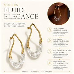 Gold Clear Resin Hoop Earrings | Modern Acrylic Statement Earrings