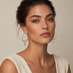 Gold Irregular Hoop Earrings | Clear Drop Statement Earrings