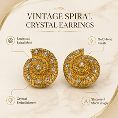 Gold Shell Rhinestone Earrings | Vintage Ocean Statement Stud Earrings