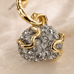Two Tone Rhinestone Statement Earrings | Gold Silver Crystal Earrings
