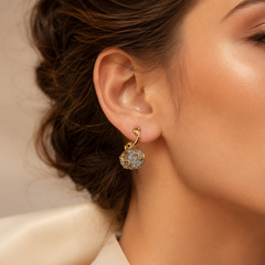 Two Tone Rhinestone Statement Earrings | Gold Silver Crystal Earrings