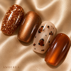 Amber Brown Glitter Press On Nails | Handmade Leopard Print Fake Nails