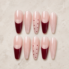 Burgundy Half-Moon French Press-On Nails