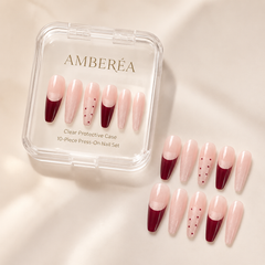 Burgundy Half-Moon French Press-On Nails