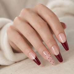 Burgundy Half-Moon French Press-On Nails