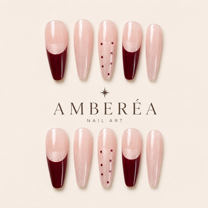 Burgundy Half-Moon French Press-On Nails