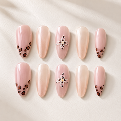 Soft Leopard Flower Press-On Nails