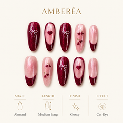 Burgundy Cherry Bow Press-On Nails