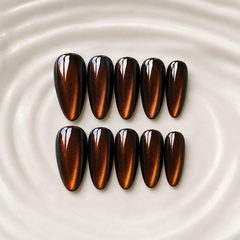 Dark Amber Cat Eye Press-On Nails