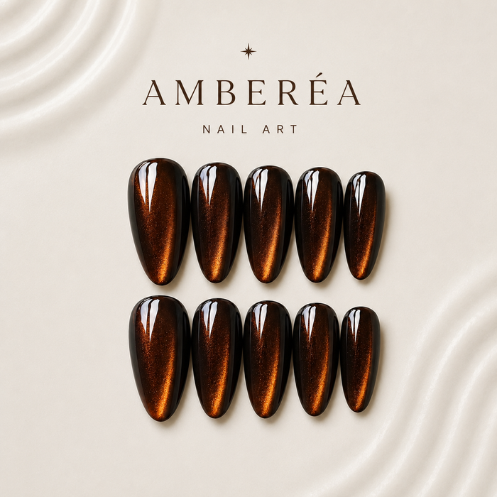 Dark Amber Cat Eye Press-On Nails