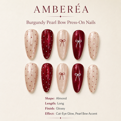 Burgundy Bow Polka Dot Press-On Nails