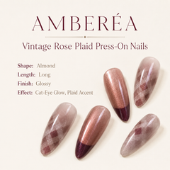 Rose Copper Argyle Cat Eye Press-On Nails