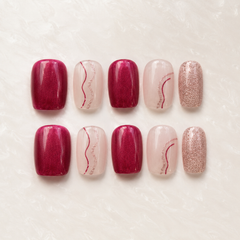 Berry Rose Gold Curve Press-On Nails