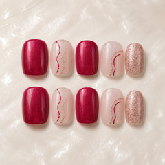 Berry Rose Gold Curve Press-On Nails