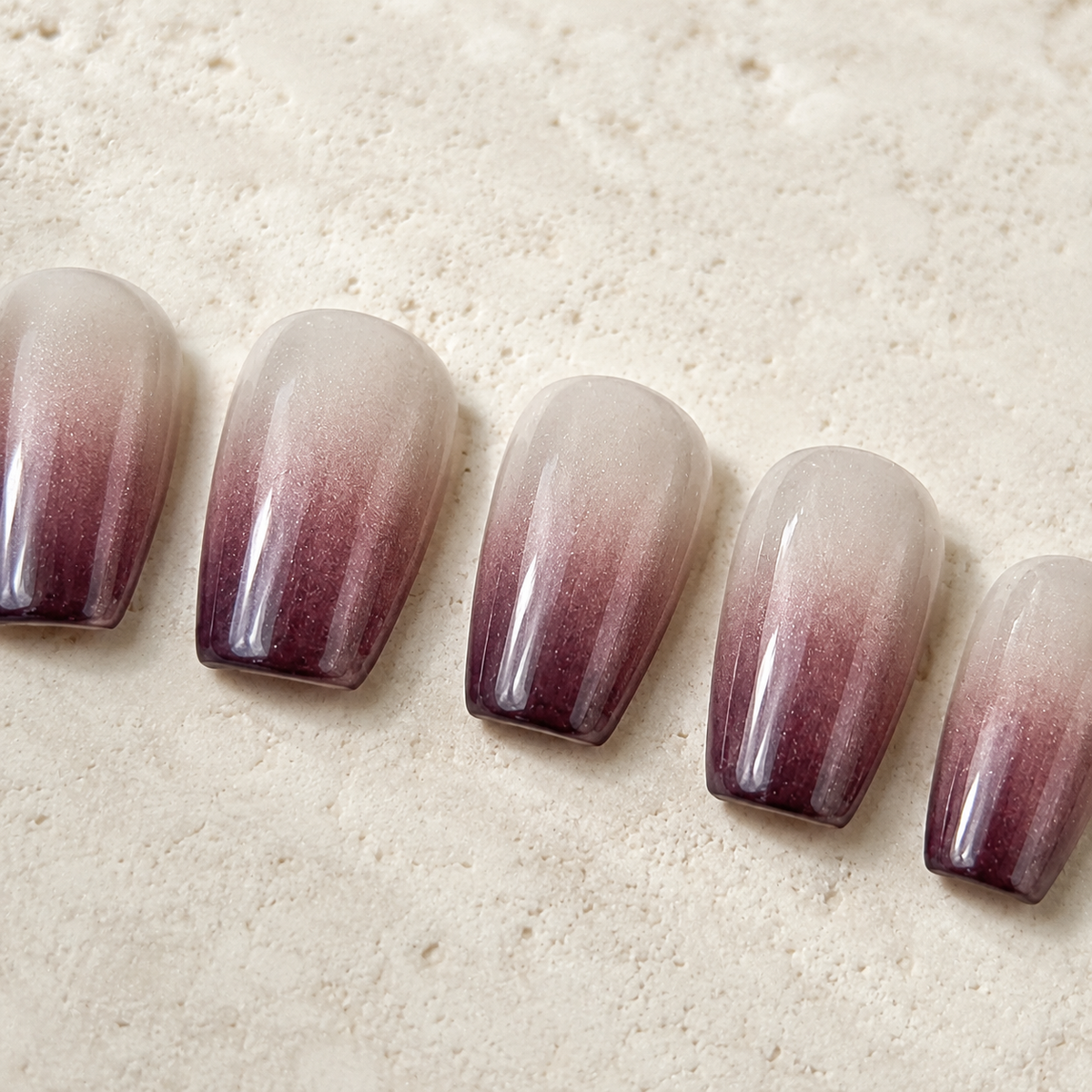 Mauve Burgundy Ombre Press-On Nails