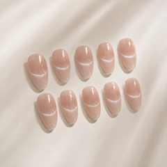 Nude Silver Arc Cat Eye Press-On Nails
