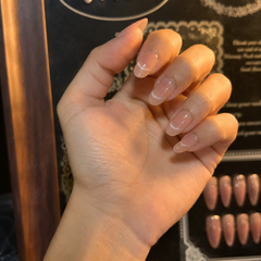 Nude Silver Arc Cat Eye Press-On Nails