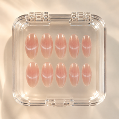 Nude Silver Arc Cat Eye Press-On Nails