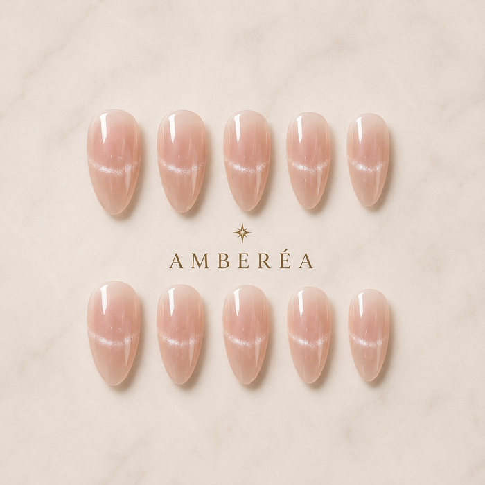 Nude Silver Arc Cat Eye Press-On Nails