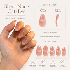 Nude Silver Arc Cat Eye Press-On Nails