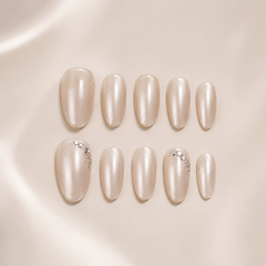 Pearl Crystal Arc Press-On Nails