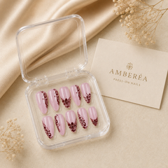 Burgundy Lace Pink Press-On Nails
