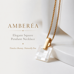 Gold Mother of Pearl Square Pendant Necklace | Minimalist Women’s Necklace by AMBERÉA