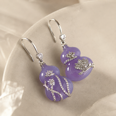 Purple Gourd Jewelry Set | Silver Rhinestone Necklace and Earrings Set by AMBERÉA