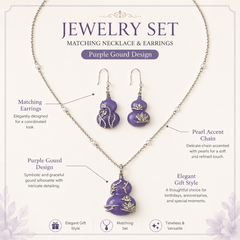 Purple Gourd Jewelry Set | Silver Rhinestone Necklace and Earrings Set by AMBERÉA