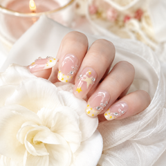 Pink Star Rhinestone Press On Nails | Handmade Cute Short Square Nails by AMBERÉA
