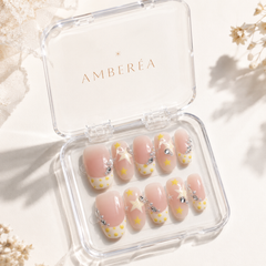 Pink Star Rhinestone Press On Nails | Handmade Cute Short Square Nails by AMBERÉA