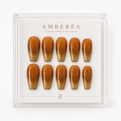 Autumn Amber Ombre Press On Nails | Gold Glitter Coffin Nails