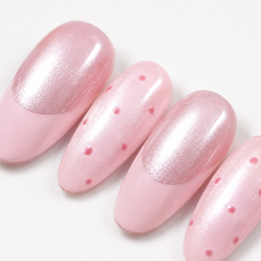 Pink Cat Eye Press On Nails | Blush French Tip Oval Nails